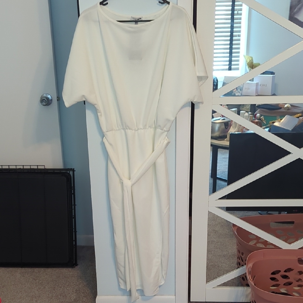 Fashion Nova Cream Midi Dress